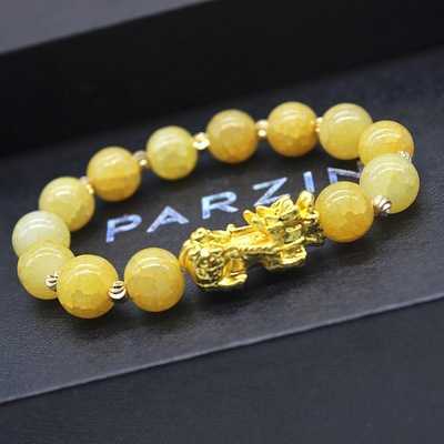 China Factory Green Jade Beads Brave Lucky Feng Shui Bracelet Gold PIXIU Bracelet For Gift
