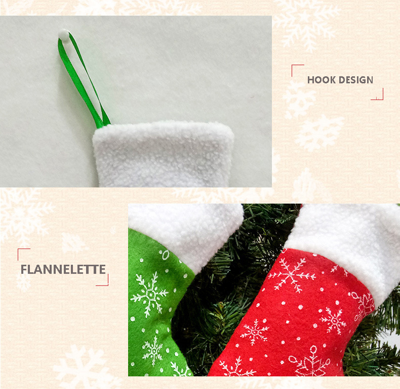 Small Snowflake Patterned Christmas Stocking Classic Design for Festive Fireplace Decor