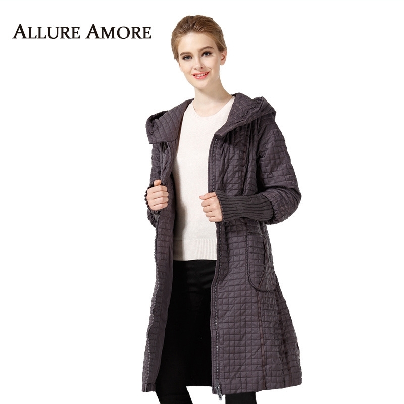 Women's Parka warm Winter Plaid Coat long plus size Jacket Female Casual Loose Cotton Padded Hooded Coats Woman AllureAmore 201019