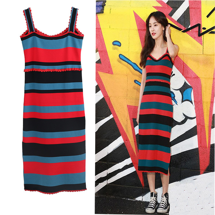 Stars with The Same Paragraph Flower Side Striped Contrast Color Sleeveless Suspender Skirt Hem Slit Fashion Sexy Dress Women, Red
Stars with The Same Paragraph Flower Side Striped Contrast Color Sleeveless Suspender Skirt Hem Slit Fashion Sexy Dress Women, Red