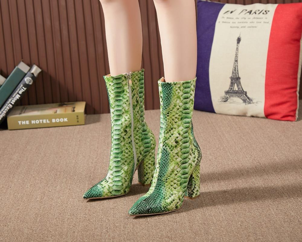 Green Snake Prints Women's Ankle Boots Pointed Toe Sexy Chunky High Heels Ladies Autumn Winter Shoes Woman Fashion Boots, As picture
Green Snake Prints Women's Ankle Boots Pointed Toe Sexy Chunky High Heels Ladies Autumn Winter Shoes Woman Fashion Boots, As picture