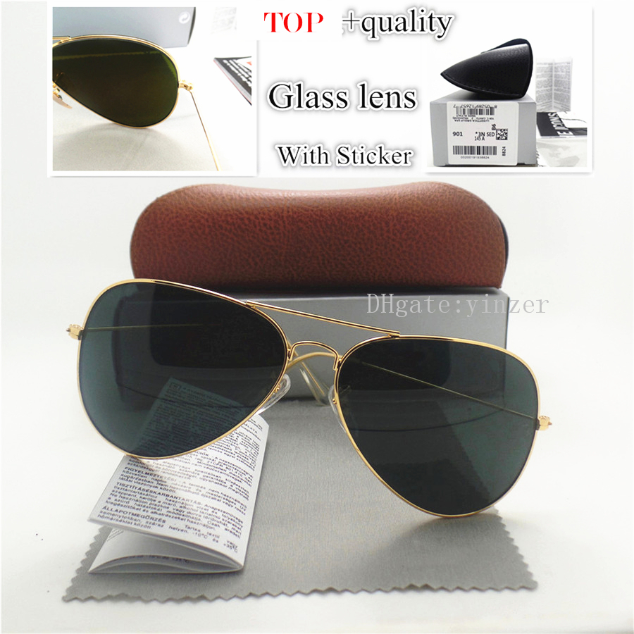 Luxury Quality Glass Lens Pilot Classic Sunglasses Men Women Brand Designer Shade Unisex UV400 Mirror 58MM 62MM Sun Glasses Brown Case Box, White;black
Luxury Quality Glass Lens Pilot Classic Sunglasses Men Women Brand Designer Shade Unisex UV400 Mirror 58MM 62MM Sun Glasses Brown Case Box, White;black