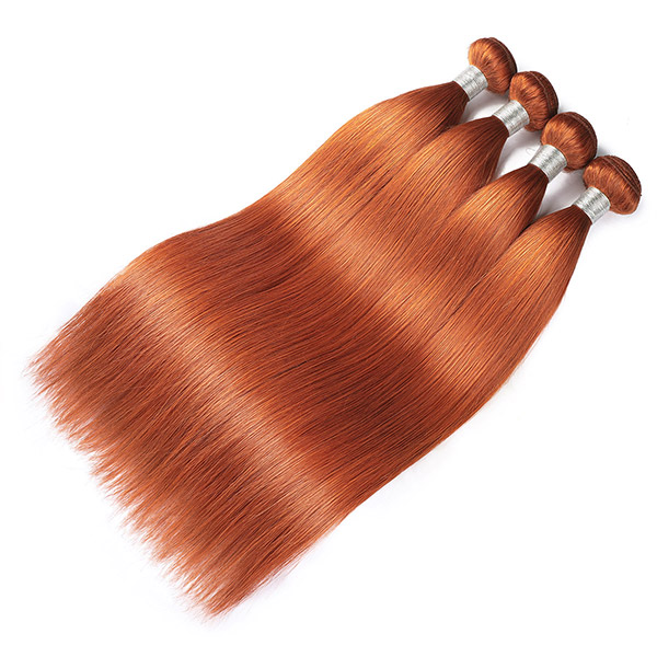 Ishow Hair Wefts Straight Orange Ginger 350 Ombre Color Human Hair Bundles for Women All Ages Brazilian Peruvian Virgn Hair Extensions