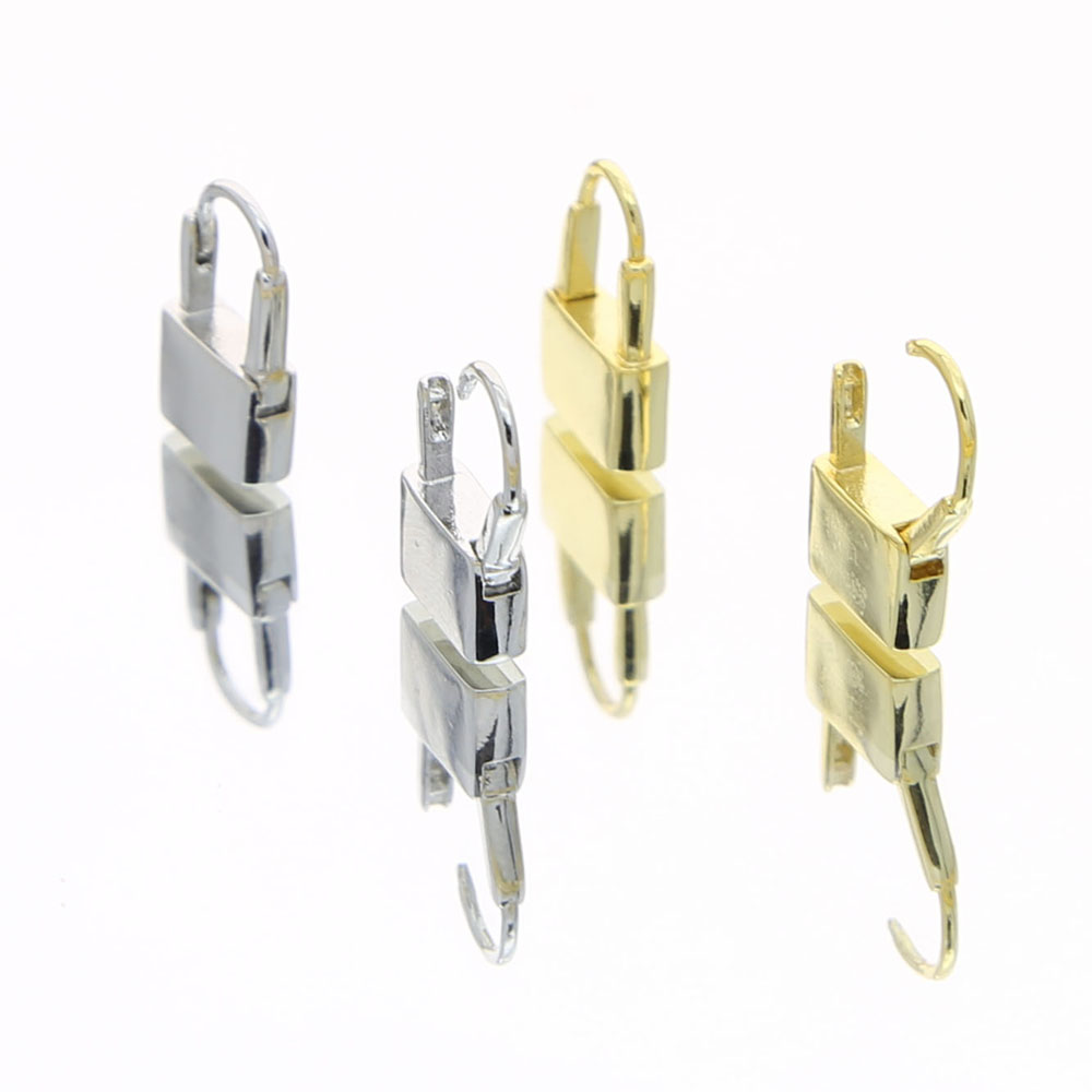 minimal classic simple design european Lady jewelry lock shaped stud with gold color hoops women delicate earring jewelry