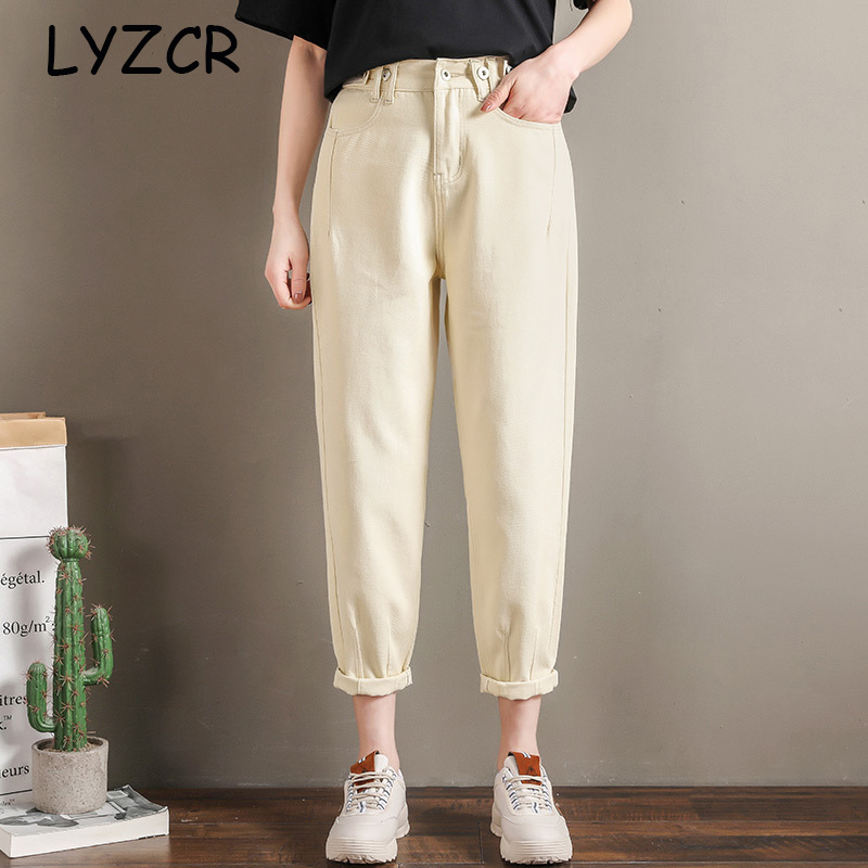 LYZCR Denim Boyfriend Jeans Women Loose High Waist Women's Jeans Boyfriends Ankle Length Ladies Jeans Pants Straight 201105