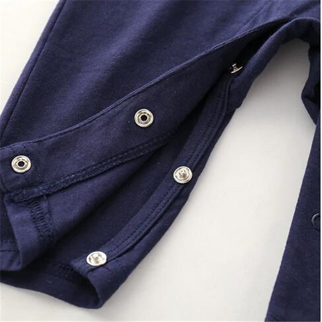 Little Bee Newborn Baby Boy Girl Romper White Dark Blue Cotton Jumpsuits Lapels Long Sleeved Infant Toddler Clothes