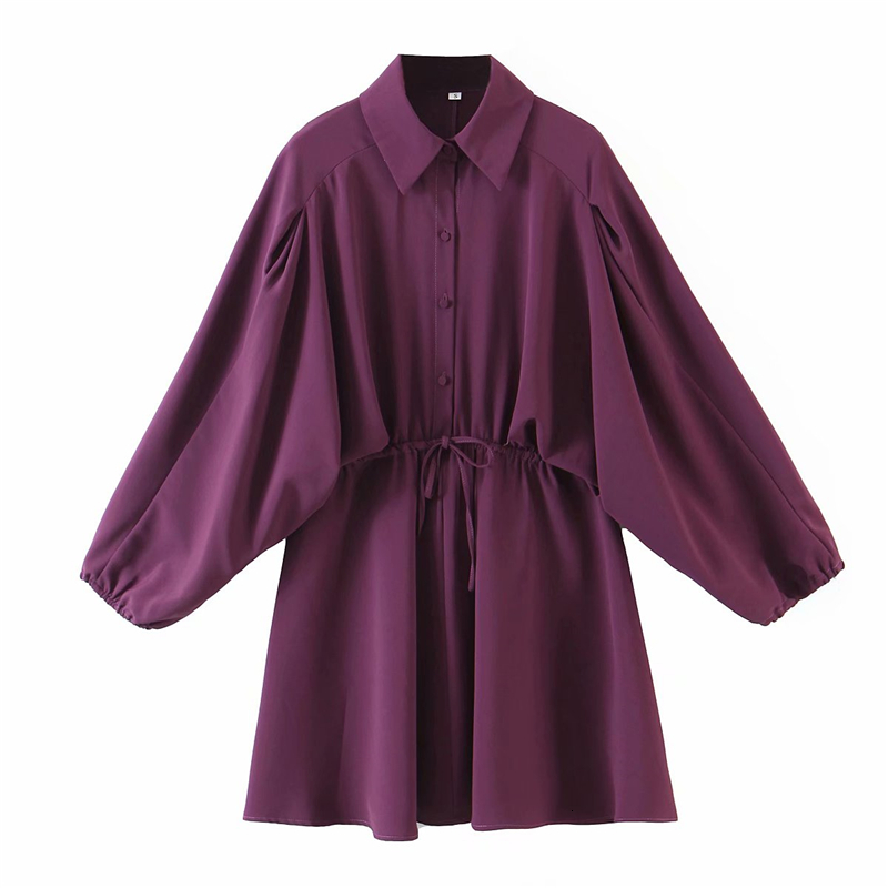 2021 New Causal Women Purple Turn Down Collar Fashion Ladies Loose Drawsting Es Streetwear Female Chic Mini Vestidos Exes
2021 New Causal Women Purple Turn Down Collar Fashion Ladies Loose Drawsting Es Streetwear Female Chic Mini Vestidos Exes