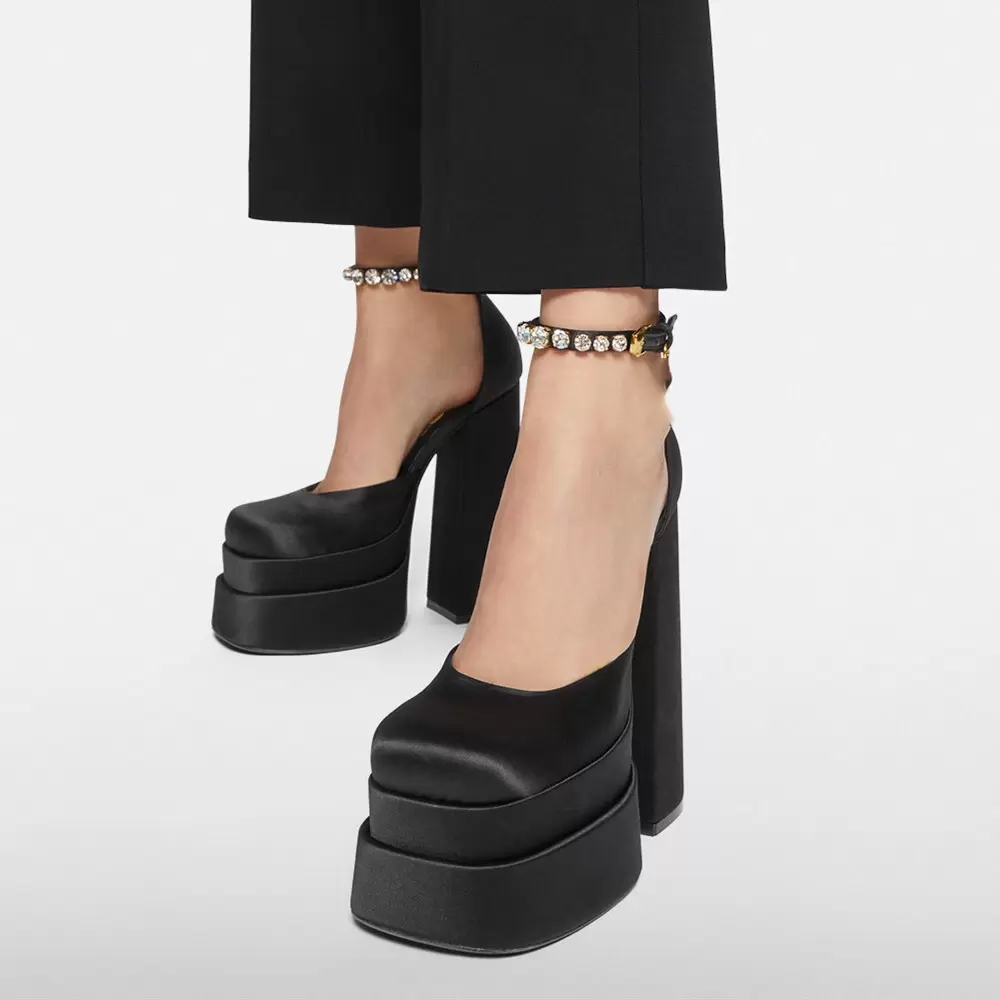 New Brand Hot Platform Super High Heel Shoes Woman Sexy Satin Shallow Mary Jane Bride Shoes Runway Designer Crystal Ankle Strap Pumps, Dark purple
New Brand Hot Platform Super High Heel Shoes Woman Sexy Satin Shallow Mary Jane Bride Shoes Runway Designer Crystal Ankle Strap Pumps, Dark purple