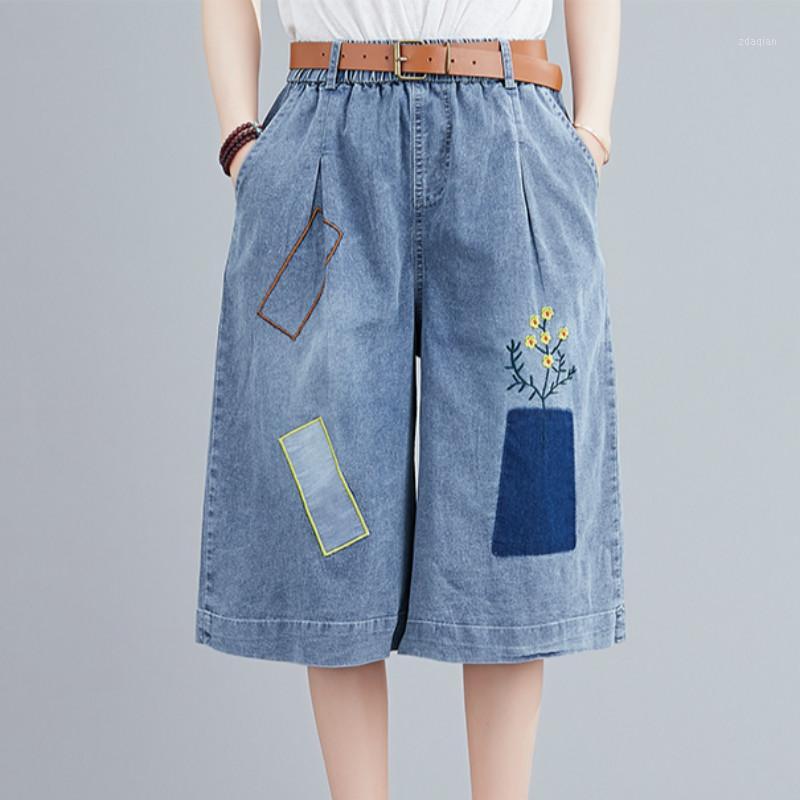 Summer Flower Embroidered Wide Leg Loose Flare 7 Points Jeans Denim Shorts for Women (with Belt) L XL1, Light blue
Summer Flower Embroidered Wide Leg Loose Flare 7 Points Jeans Denim Shorts for Women (with Belt) L XL1, Light blue