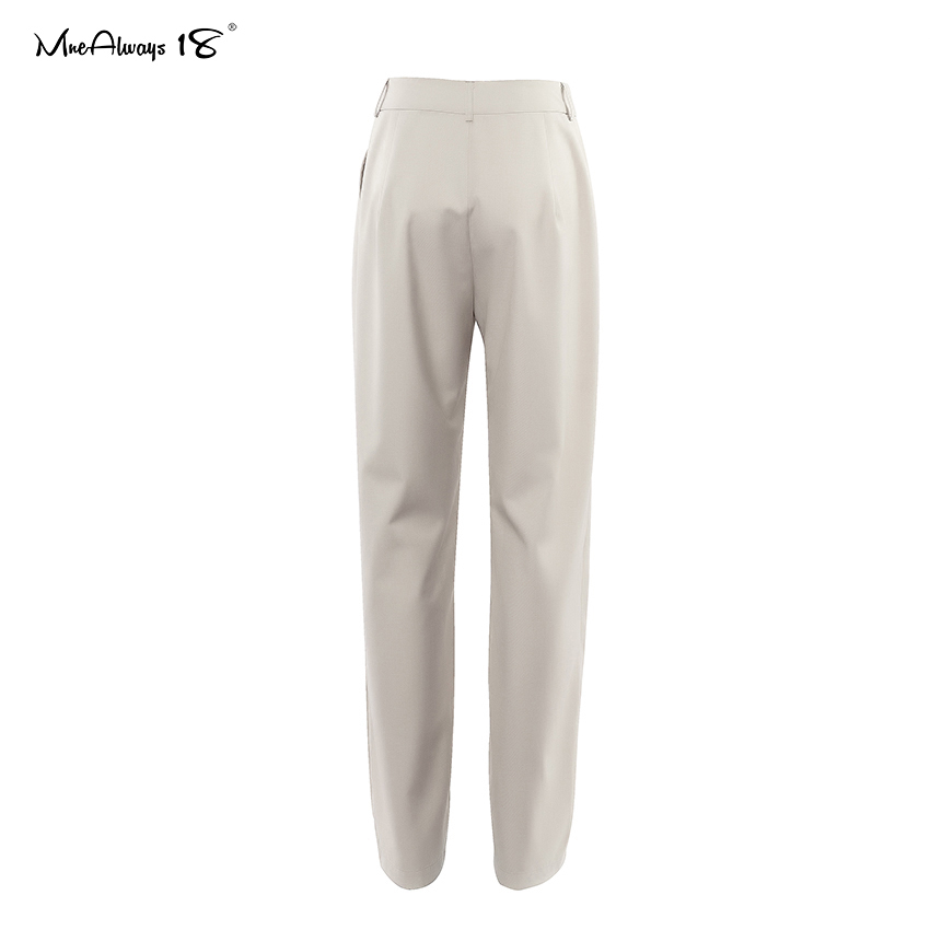 Mnealways18 Straight Vintage Pleated Office Pants Women High Waist Long Trousers Elegant Summer Pants Ankle-Length Trousers 201228