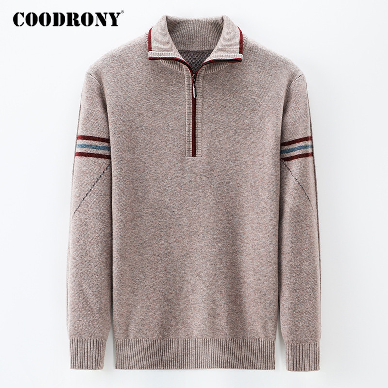 COODRONY 100% Merino Wool Zipper Turtleneck Sweaters Thick Warm Winter Sweater Men Cashmere Pullover Fashion Casual Jumper C3056 201203