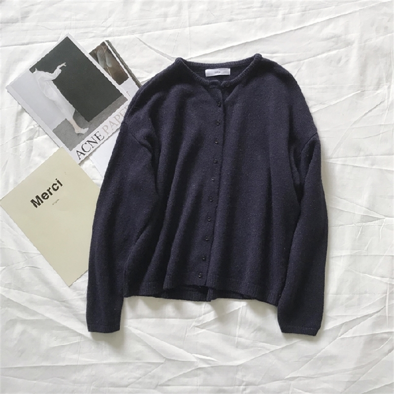 Women's Sweaters Fresh Green Korean Style Long Sleeve Cardigan Coat Autumn Solid Loose Women Clothes 10325 201031