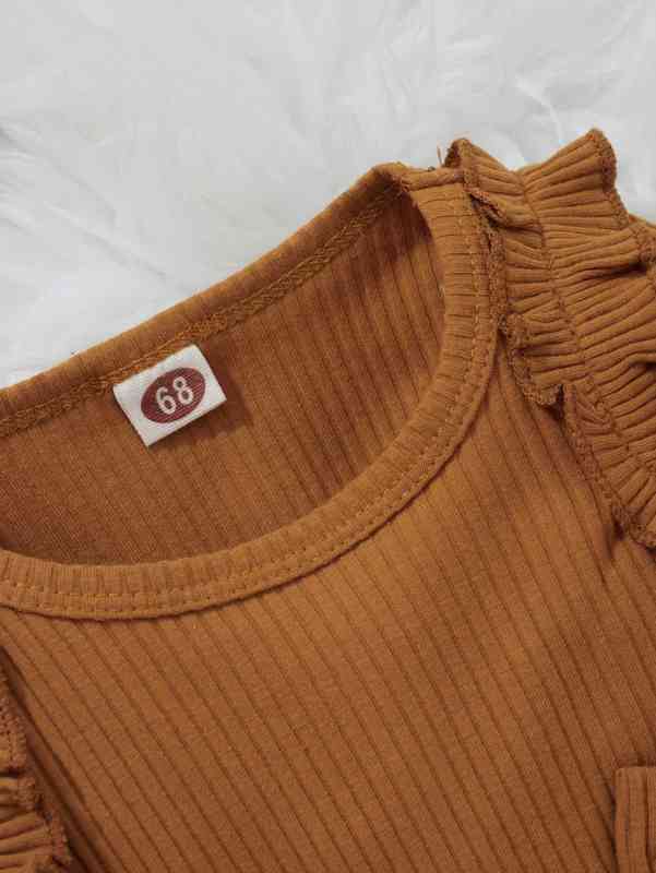 Baby Floral Print Ruffle Trim Bow Dress SHE