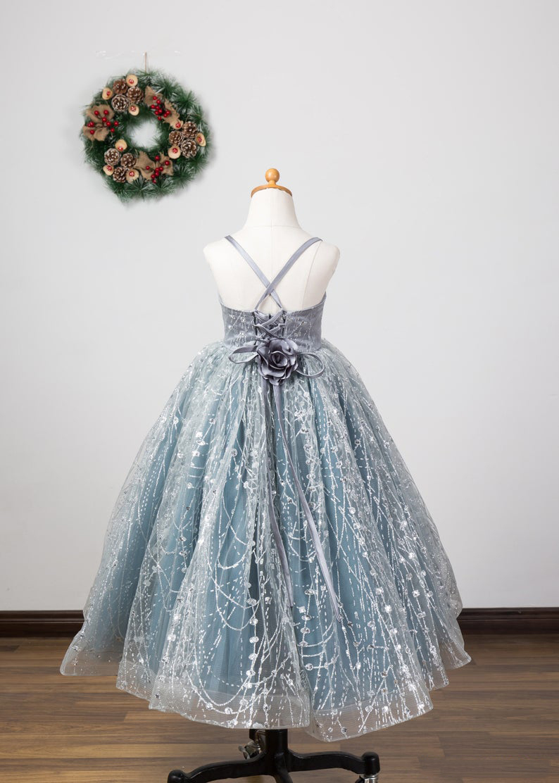 a line girls pageant dresses lace sequined v neck open back girls birthday party gowns custom made
