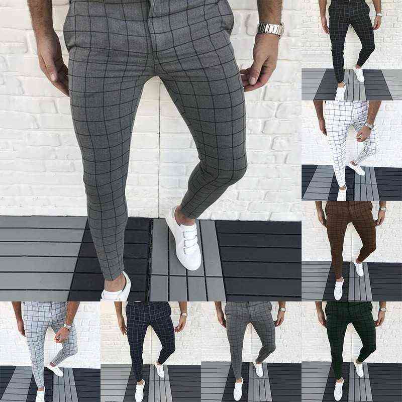 Men's Pants Smart Casual Fashion Men's Clothing Plaid Pencil Pants Thin Mid Waist Jogger Casual Trousers Pants For Men X220214