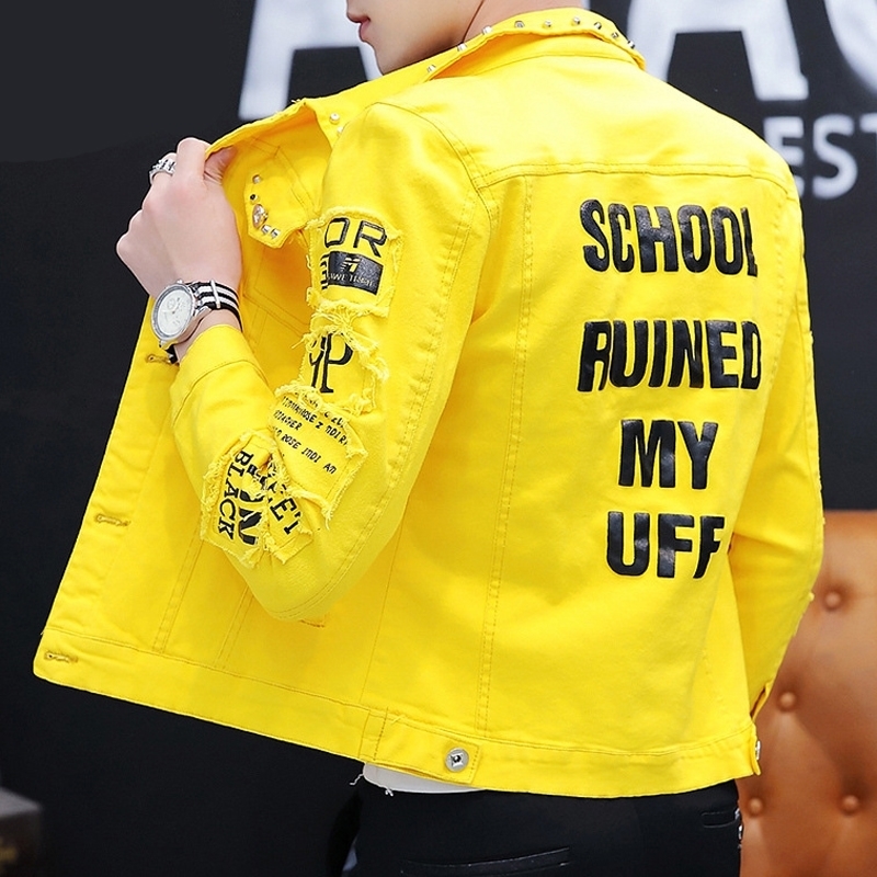 DIMUSI Men's Denim Jackets Fashion Male Nightclub Hip Hop Rivet Denim Coats Men Slim Outwear Ripped Cowboy Jean Jackets Clothing 201118