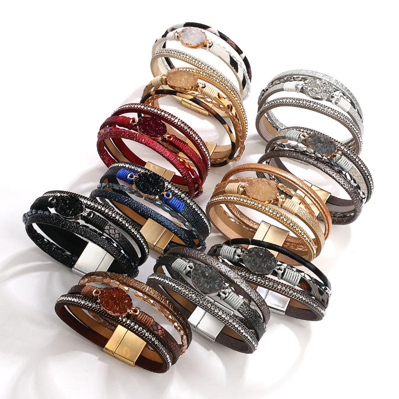 ALLYES Multilayer Resin Charm Genuine Leather Bracelet for Women Bohemian Crystal Chain Wrap Bracelets Party Female Jewelry Gift
ALLYES Multilayer Resin Charm Genuine Leather Bracelet for Women Bohemian Crystal Chain Wrap Bracelets Party Female Jewelry Gift