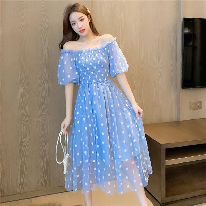 Daisy Floral Embroidery Summer Mesh Dress Women Slash Neck Elastic High Waist Mesh Long Midi Dress Sexy Boho Beach Sundress A860, Blue
Daisy Floral Embroidery Summer Mesh Dress Women Slash Neck Elastic High Waist Mesh Long Midi Dress Sexy Boho Beach Sundress A860, Blue