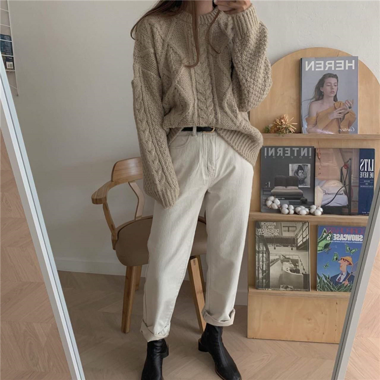 Colorfaith New Autumn Winter Women's Sweaters Warm Pullovers Minimalist Korean Oversize Vintage Solid Ladies Jumpers SW8125 201130