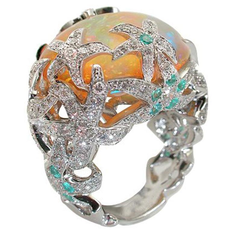 Fashion Women Engagement Ring Natural Style Orange Fire Opal Stone Bright Star Crystal Rings for Girl Birthday Best Gift
Fashion Women Engagement Ring Natural Style Orange Fire Opal Stone Bright Star Crystal Rings for Girl Birthday Best Gift