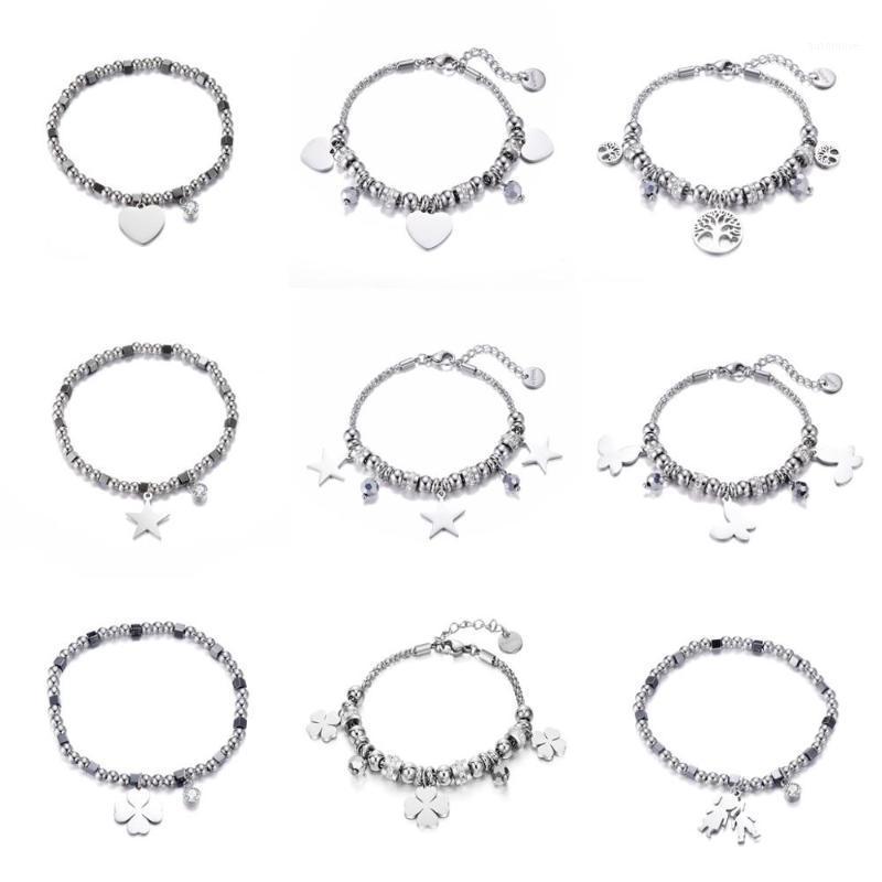 Stainless Steel Multi Beads Crystal Bracelet Heart Star Figure Tree of Life Four Clover Charms Bracelet Women 2020 Steel Jewelry1 
Stainless Steel Multi Beads Crystal Bracelet Heart Star Figure Tree of Life Four Clover Charms Bracelet Women 2020 Steel Jewelry1