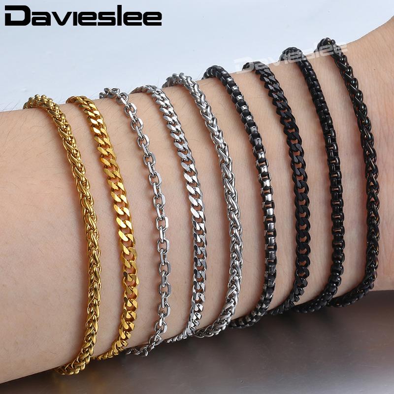 5mm Chain Bracelets For Women Men Black Gold Silver Color Stainless Steel Curb Cuban Cable Round Box Braided Wheat KBB13B
5mm Chain Bracelets For Women Men Black Gold Silver Color Stainless Steel Curb Cuban Cable Round Box Braided Wheat KBB13B