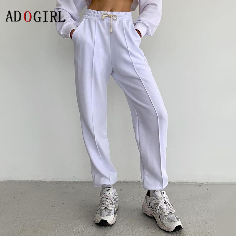 Adogirl White Gray Sweatpants Women Elastic High Waist Solid Pants Casual Joggers Long Trousers Streetwear Mujer Pantalones 2020, Black
Adogirl White Gray Sweatpants Women Elastic High Waist Solid Pants Casual Joggers Long Trousers Streetwear Mujer Pantalones 2020, Black