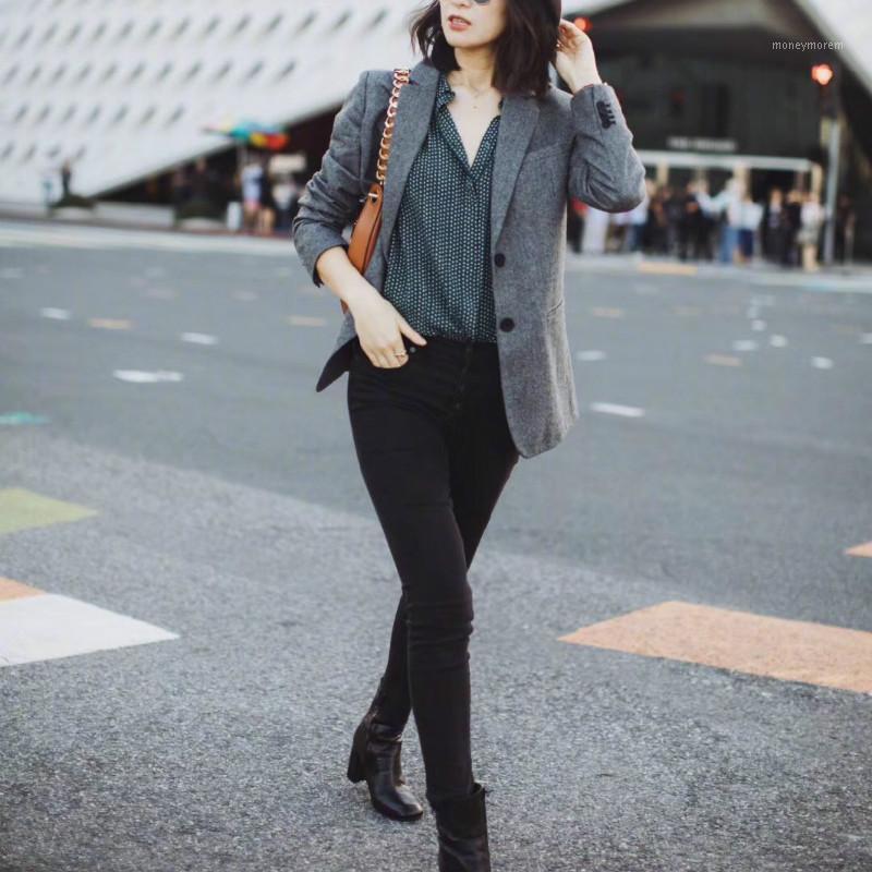 Women Coat Temperament Small Suit Top1, Gray
