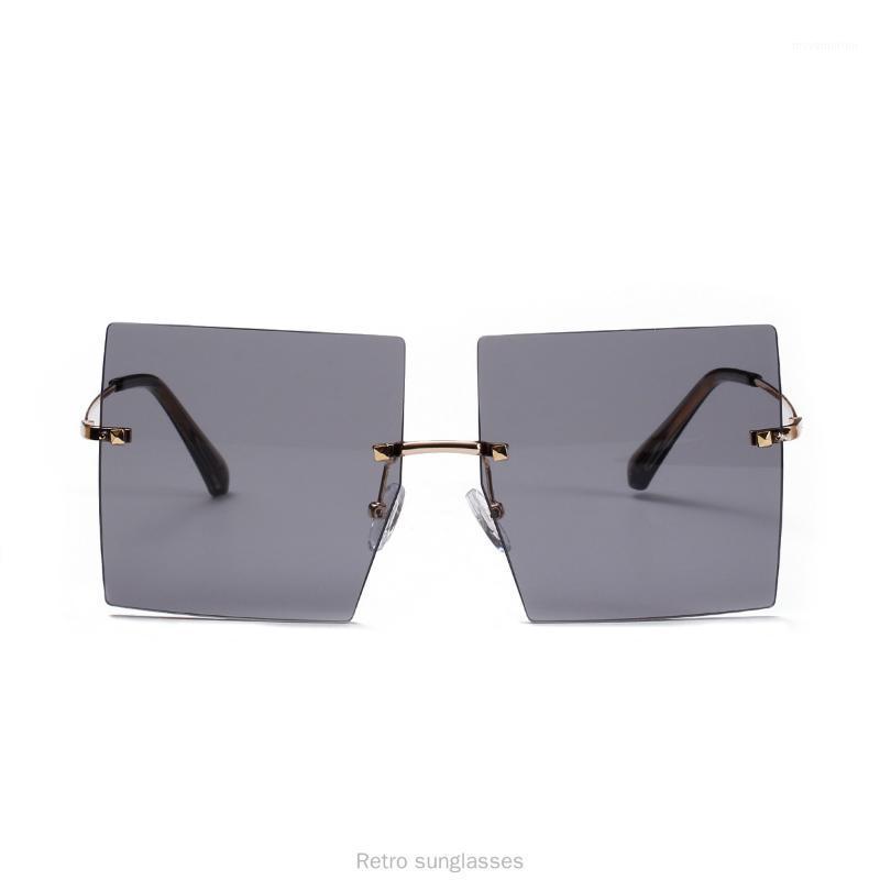 2020 Rimless Square Sunglasses Women Men Mirror Blue Shades Sunglasses Female Eyewear Glasses UV400 FML1