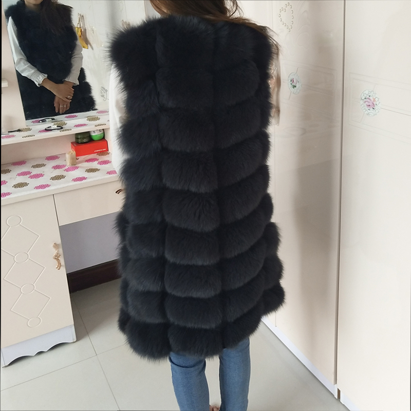 100% Fox Vest Women's pretty Warm Coat. Natural Coat Jacket Real Fur Coats 201103
