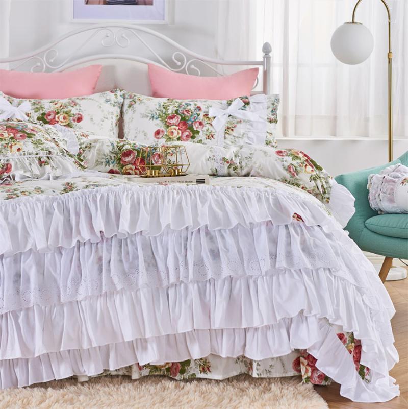 Vintage pastoral ruffle lace bedding set, full queen king cotton single double bedclothes bedspreads pillow case quilt cover1, Picture color
Vintage pastoral ruffle lace bedding set, full queen king cotton single double bedclothes bedspreads pillow case quilt cover1, Picture color
