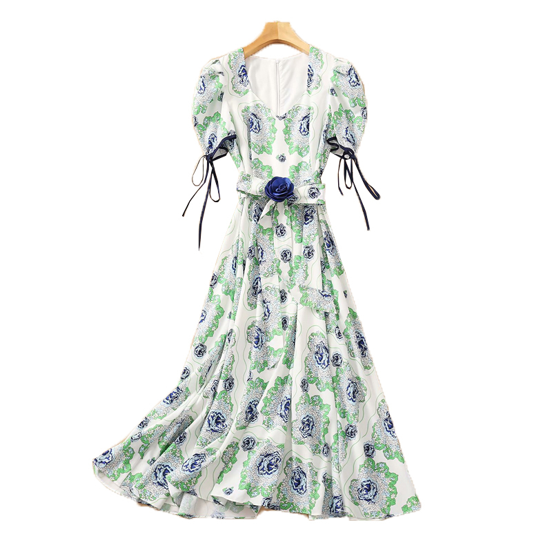 Summer New Sexy Style Cleavage in v Print Bow Belt Short Skinny Flower Mid Length Dress High Quality Women's Clothes 2ojc, Multiple
Summer New Sexy Style Cleavage in v Print Bow Belt Short Skinny Flower Mid Length Dress High Quality Women's Clothes 2ojc, Multiple