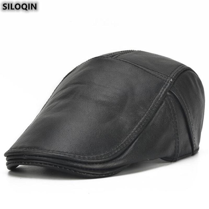 Berets SILOQIN Genuine Leather Hat For Men's Trend Autumn Winter Thermal Cowhide Adjustable Size Brands Snapback Sports Cap, Black
Berets SILOQIN Genuine Leather Hat For Men's Trend Autumn Winter Thermal Cowhide Adjustable Size Brands Snapback Sports Cap, Black