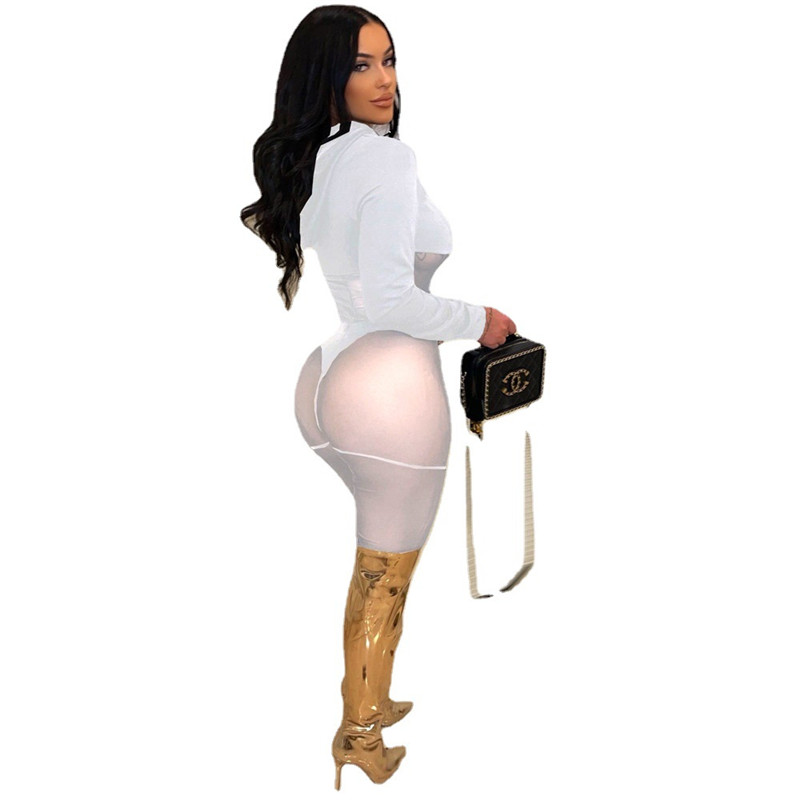 New Sexy Women Tracksuits Mesh Two Piece Set Long Sleeve Pullover Top Pants Matching Sets Fashion See Through Outfits Fall Sheer Clothes Party night c