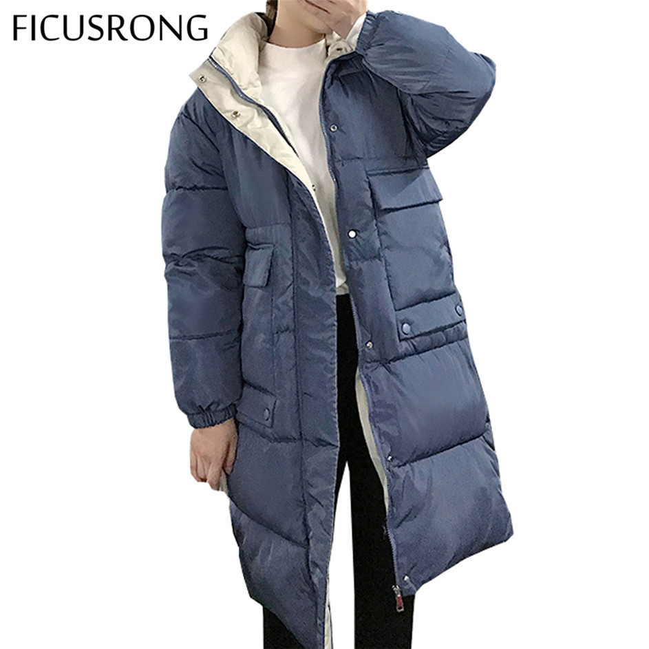 Causal hooded ladies Coat Long Coats Parka oversize Colour jacket mid-long women winter thick jacket down jacket women winter T200114