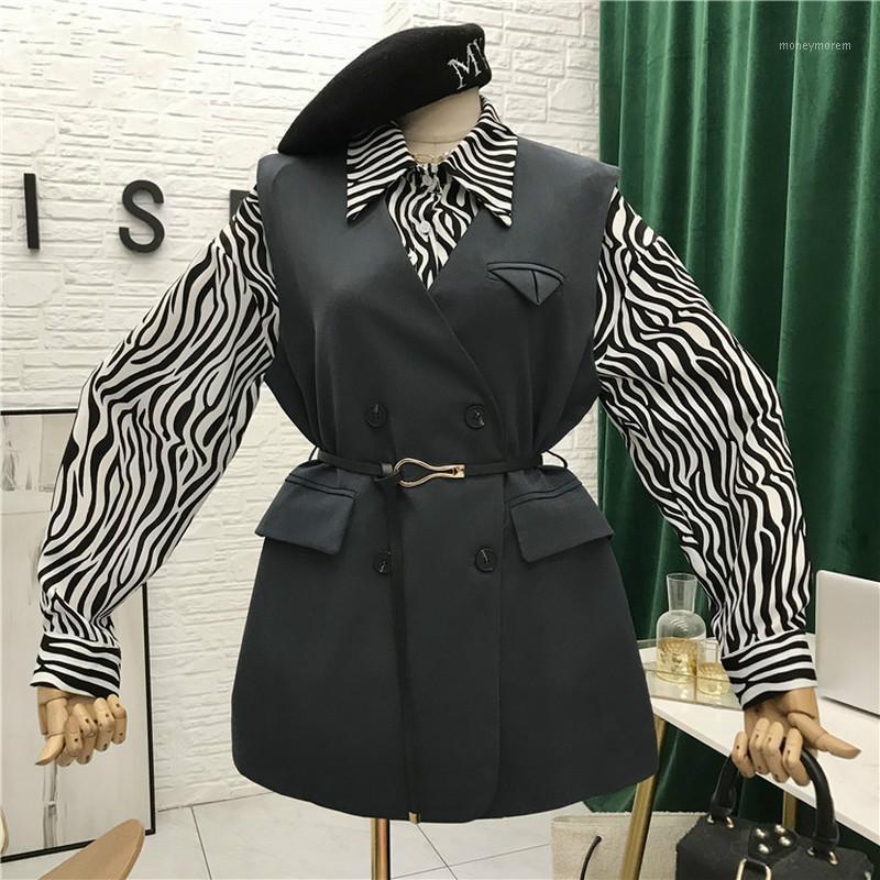 Autumn Two Piece Set Women Fashion Long Sleeve Zebra Pattern Shirts and Solid Double Breasted Drawstring Slim Waist Vest Suits1, Black
Autumn Two Piece Set Women Fashion Long Sleeve Zebra Pattern Shirts and Solid Double Breasted Drawstring Slim Waist Vest Suits1, Black