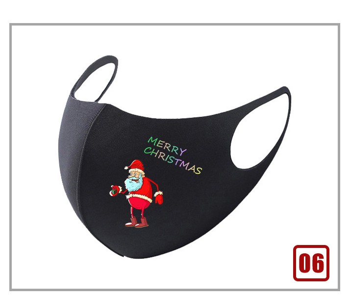 Black Christmas Masks Santa Claus Gift Printed Designer Masks Fashion cartoon cotton Mask new year Decoration 20 designs