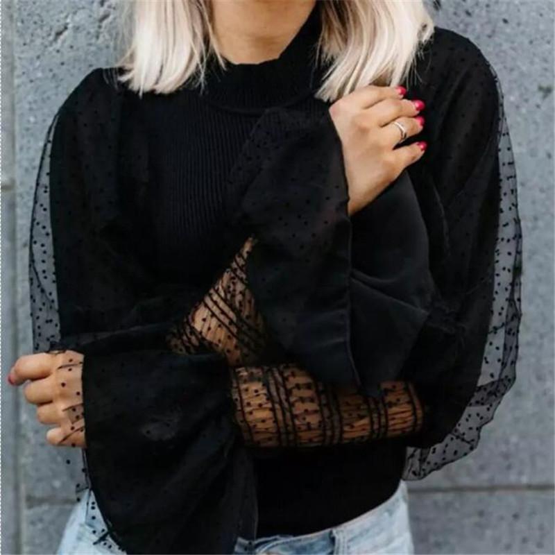 Women Blouse New Fashion Sheer Mesh Long Puff Sleeves Top Wear Female Polka Dot See-through Sleeve Loose Casual High Neack Shirt, As photo show
Women Blouse New Fashion Sheer Mesh Long Puff Sleeves Top Wear Female Polka Dot See-through Sleeve Loose Casual High Neack Shirt, As photo show