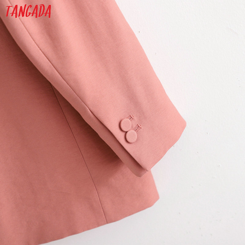 Tangada women vintage solid blazer fashion female long sleeve elegant jacket ladies work wear suits 1D205 201114