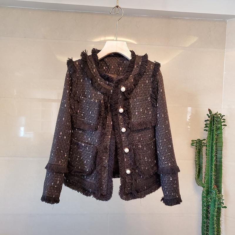 High Quality Runway Tweed Coats 2020 Spring Autumn Women's Long Sleeve Pearl Button Tassel Slim Short Jacket Coat Tops, Black;brown
High Quality Runway Tweed Coats 2020 Spring Autumn Women's Long Sleeve Pearl Button Tassel Slim Short Jacket Coat Tops, Black;brown