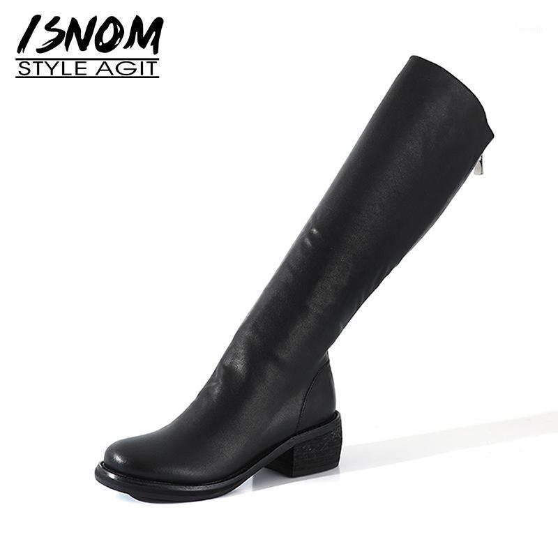 ISNOM 2020 Full Genuine Leather Knee High Boots Back Zipper Chunky Heels Autumn Winter Boots Round Toe Shoes Women Fashion Shoes1, Black
ISNOM 2020 Full Genuine Leather Knee High Boots Back Zipper Chunky Heels Autumn Winter Boots Round Toe Shoes Women Fashion Shoes1, Black
