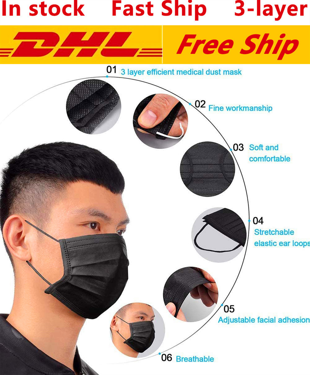 Black Disposable Face Masks PM 3-Layer Protection Mask with Earloop kn 95 mask dhl free shipping Mouth Face Sanitary Outdoor Masks In stock!
Black Disposable Face Masks PM 3-Layer Protection Mask with Earloop kn 95 mask dhl free shipping Mouth Face Sanitary Outdoor Masks In stock!