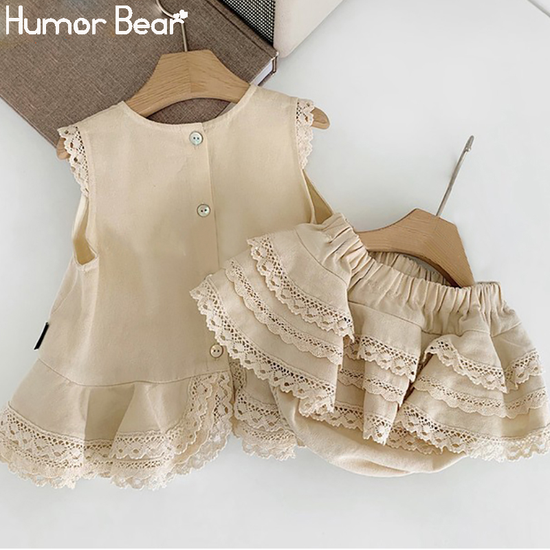 Humor Bear Baby Clothes Toddler Girl Clothing Sets Fashion Kids Girls Baby Girl Cute Party Sleeveless Shirt+shorts 2pcs SuitX1019