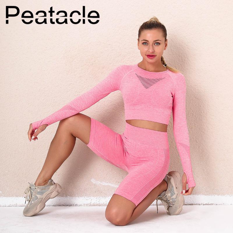 Peatacle Seamless Knitted Sexy Beauty Back Long Sleeve Shorts Yoga Suit Women' Sports Running Fitness Gym 2 Peice Set, Black
Peatacle Seamless Knitted Sexy Beauty Back Long Sleeve Shorts Yoga Suit Women' Sports Running Fitness Gym 2 Peice Set, Black