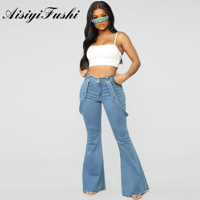 AISIYIFUSHI Womens Bell Bottom Jeans Plus Size Mid Waist White Jeans Woman Long Flared Pants Womens Winter White Jeans Stretch 201012