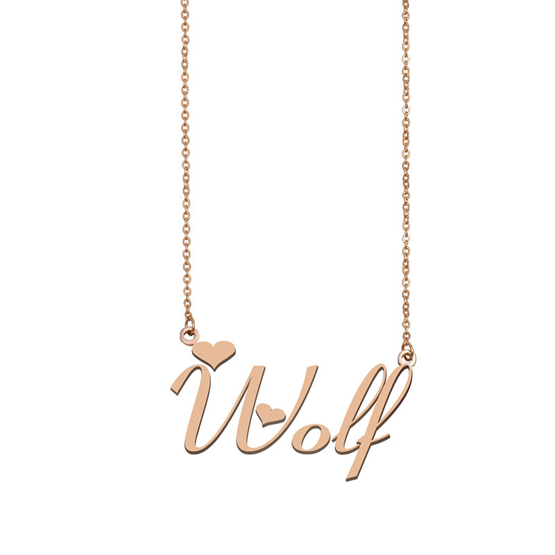 Wolf Name Necklace Custom Nameplate Pendant for Women Girls Birthday Gift Kids Best Friends Jewelry 18k Gold Plated Stainless Steel, Silver
Wolf Name Necklace Custom Nameplate Pendant for Women Girls Birthday Gift Kids Best Friends Jewelry 18k Gold Plated Stainless Steel, Silver
