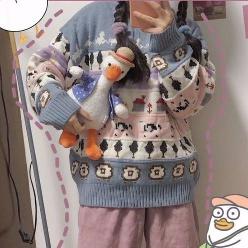 Autumn Vintage Ladies Sweaters Women Thick Pullover Winter Warm Knitting Jumper Soft Long Sleeve Sweater Lovely Japanese Tops 201223