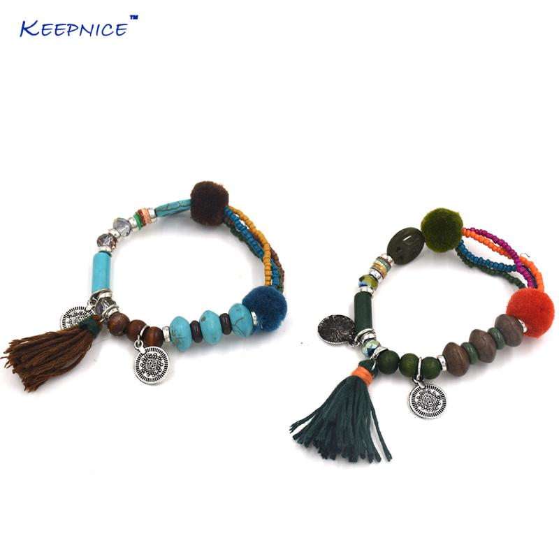 Handmade Bohemia Jewelry Friendship Leather Tassel Charm Bracelets Pompons Pompoms Ball Colorful Beads Bracelets
Handmade Bohemia Jewelry Friendship Leather Tassel Charm Bracelets Pompons Pompoms Ball Colorful Beads Bracelets