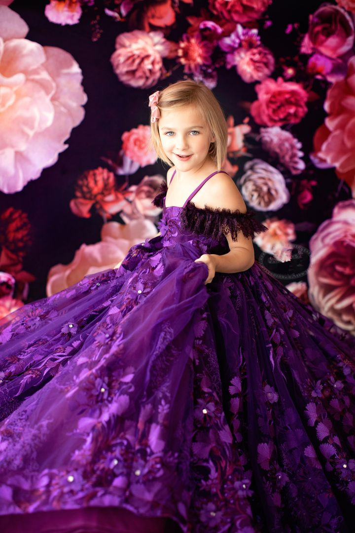 2021 Purple Girl's Pageant Dresses Lace Appliques Beaded Girls Birthday Party Gowns Custom Made Flower Girl Dress