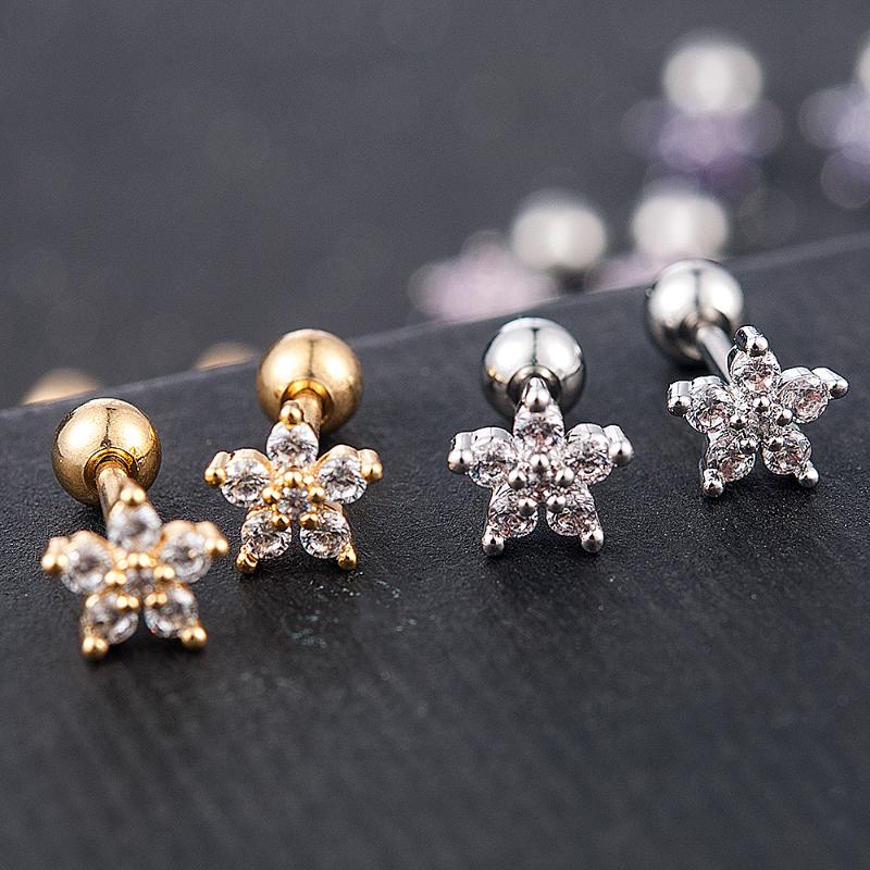 2pcs Stainless Steel Zircon Flower Cartilage Tragus Earring Ear Stud Jewelry Christmas Gifts for Women Aretes De Mujer 2020
2pcs Stainless Steel Zircon Flower Cartilage Tragus Earring Ear Stud Jewelry Christmas Gifts for Women Aretes De Mujer 2020